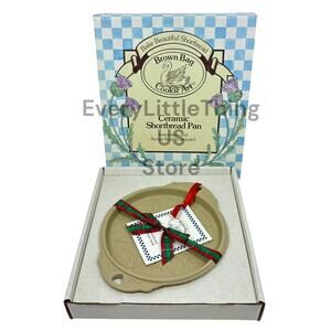 NEW Brown Bag Cookie Art Mold Ceramic Shortbread Pan Reindeer Stoneware Baking